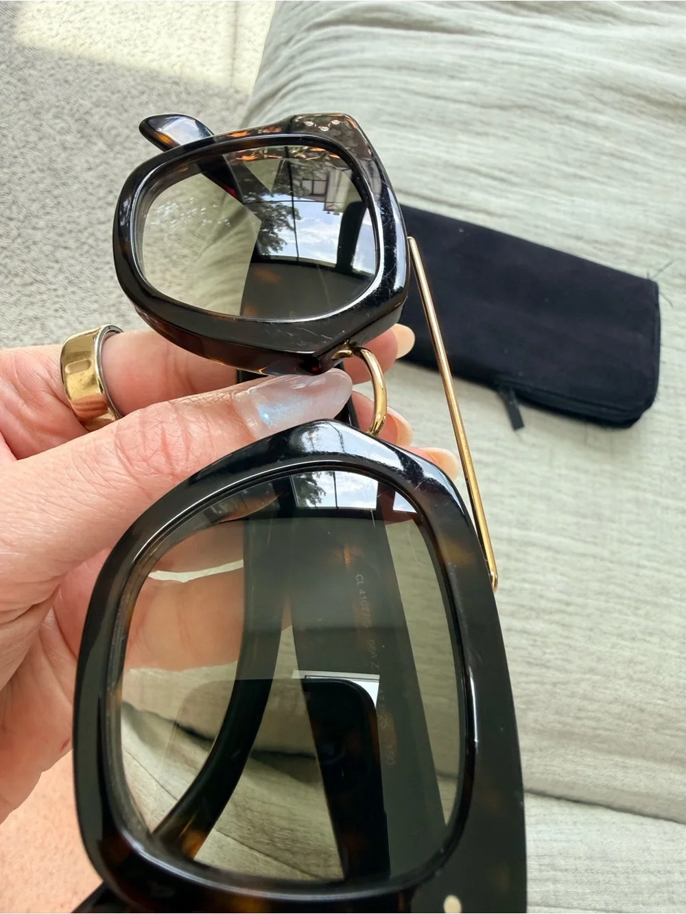 Oversized Tortoiseshell Square Sunglasses with Gold Double Bridge